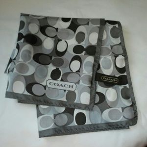 Coach Black and Gray Signature Silk Square Scarf